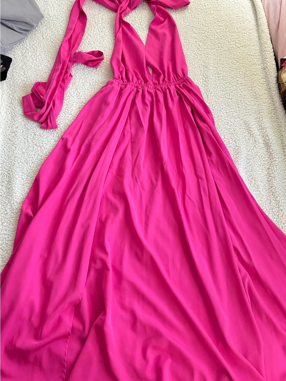SHEIN Bright Pink Maxi Dress with Front Bow - Picture 3 of 4